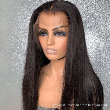 Straight Raw Brazilian Virgin Cuticle Aligned Human Hair Hd Full Lace Frontal Wig Cheap Transparent Swiss Lace Front Wig Vendor